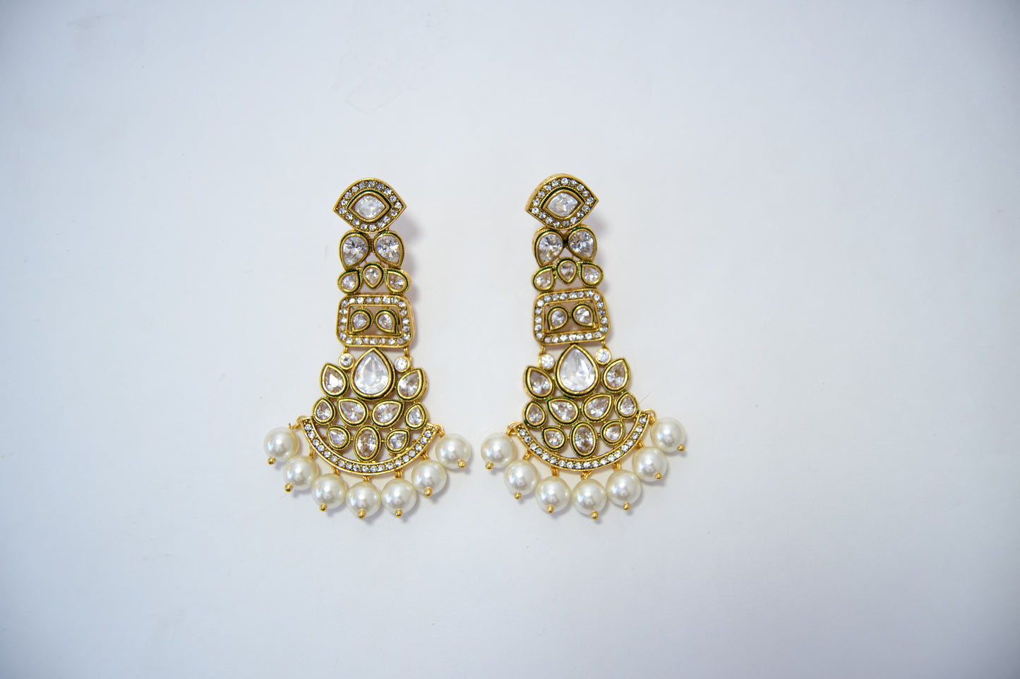 TRADITIONAL LONG POLKI EARRINGS