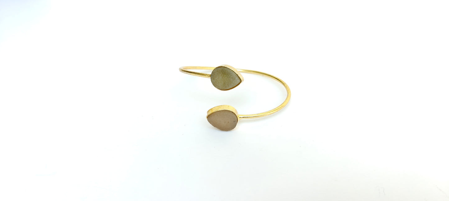LEAF BROWN STONE MINIMAL BRACELET