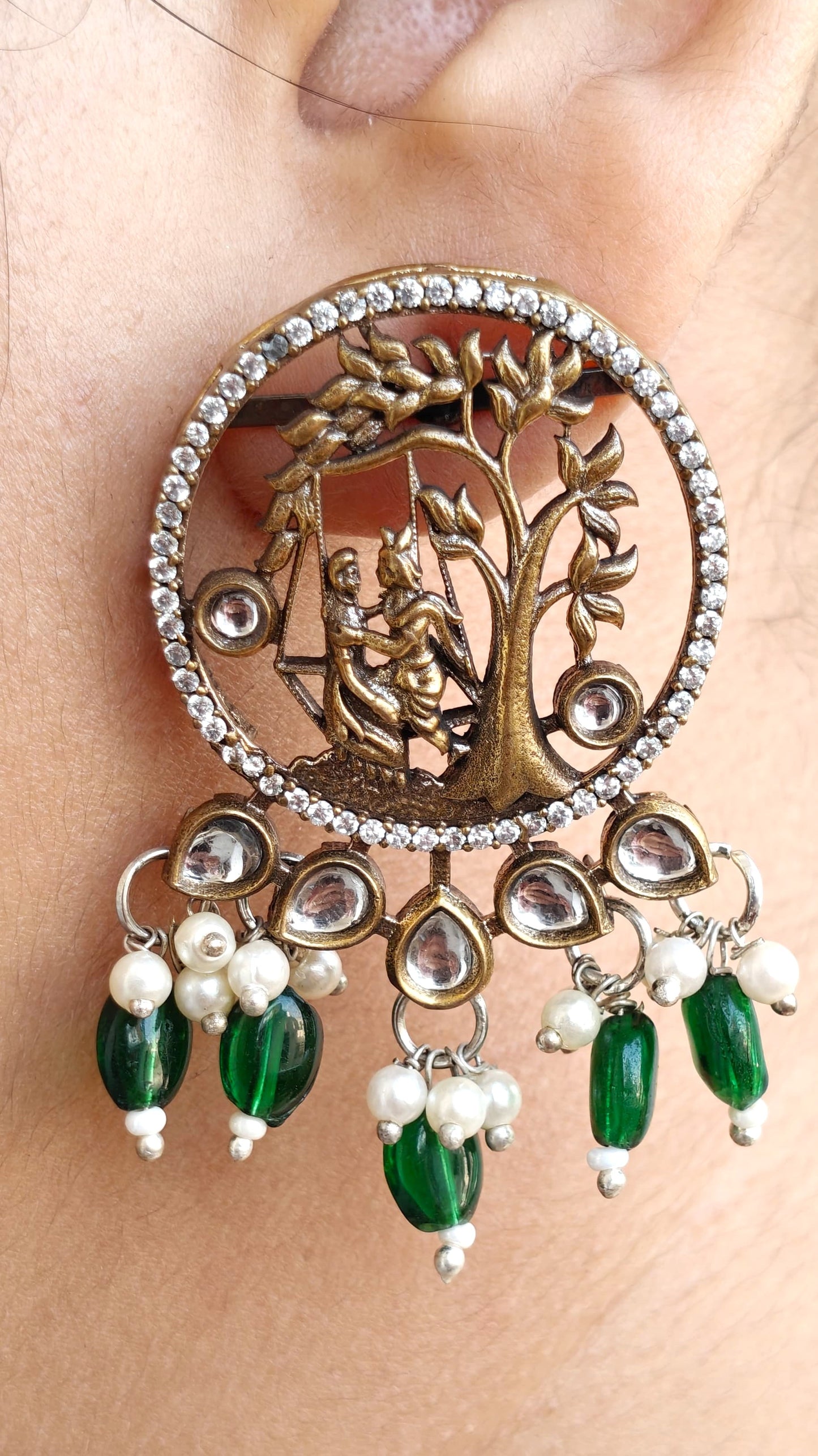 TRADITIONAL LONG NECKLACE SET WITH RADHA KRISHNA PENDANT