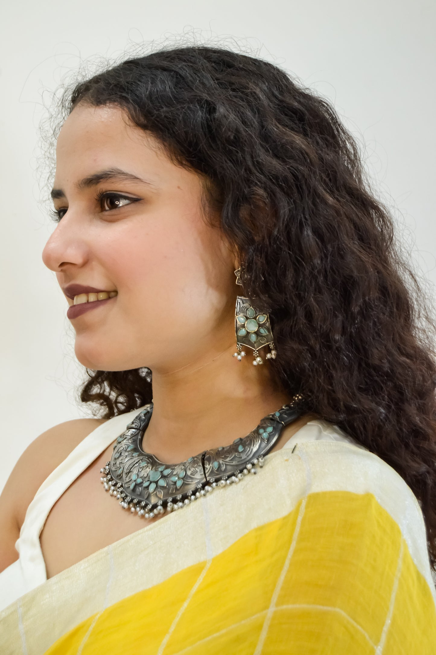 OXIDISED ANTIQUE BLUE CHOKER SET