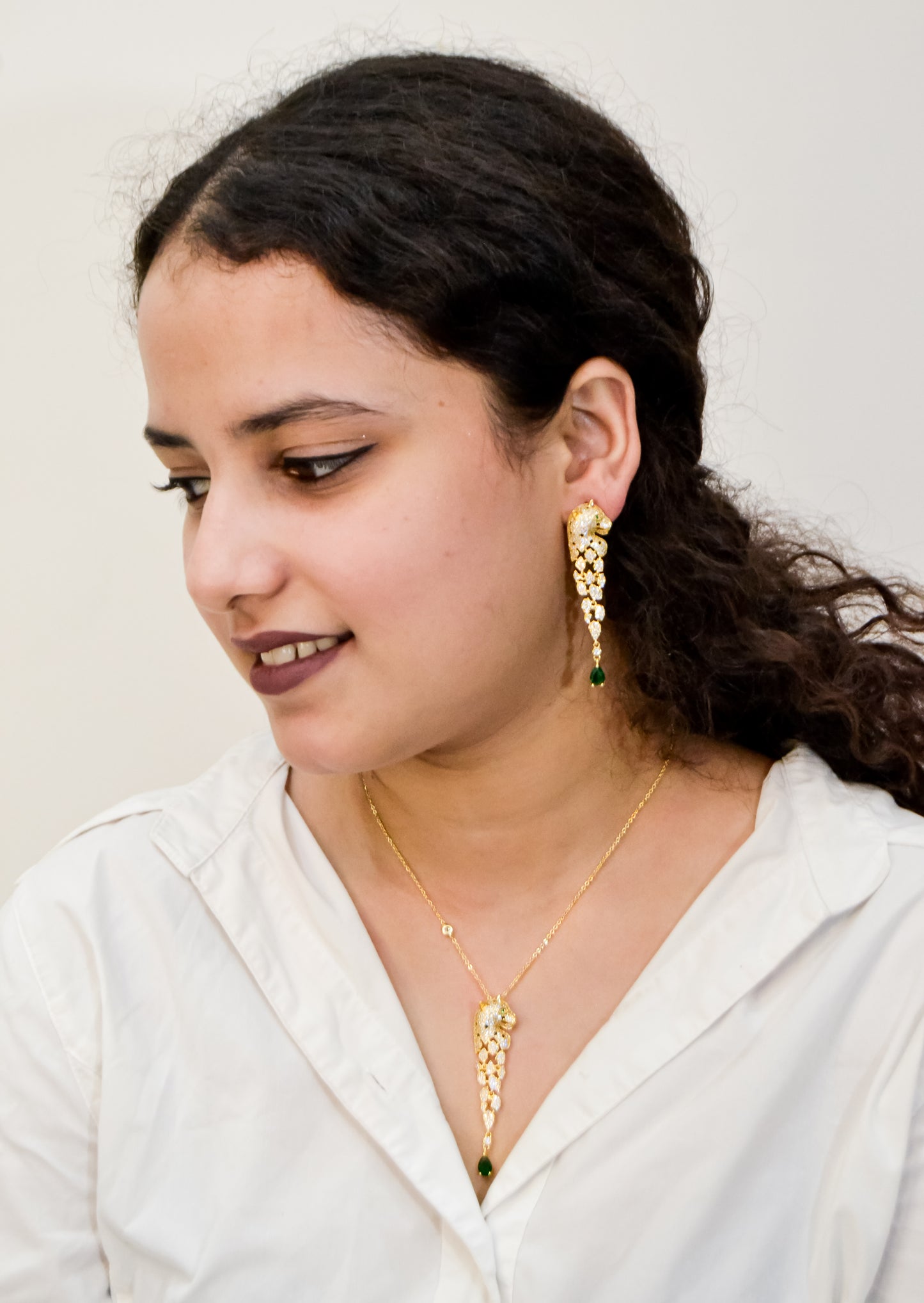 STATEMENT LION AMERICAN DIAMOND CHAIN PENDANT SET