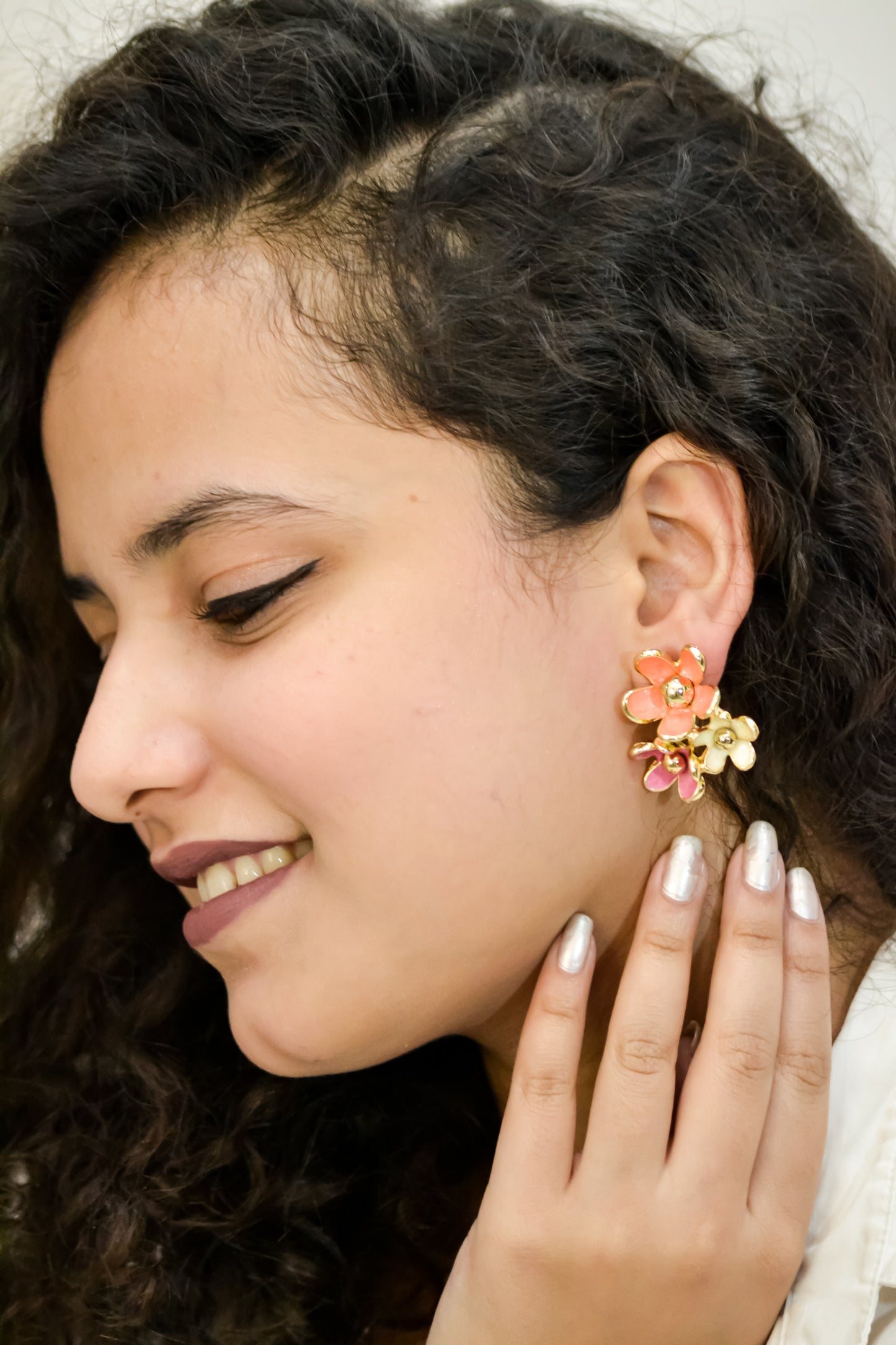 ANTI TARNISH MULTI COLOURED FLORAL EARRINGS