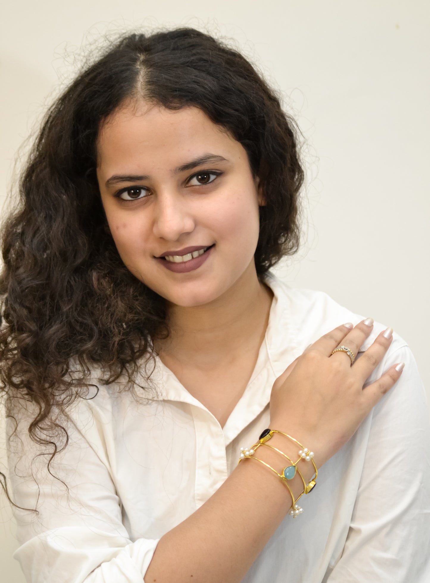 MULTI STONES HAND CUFF BRACELET