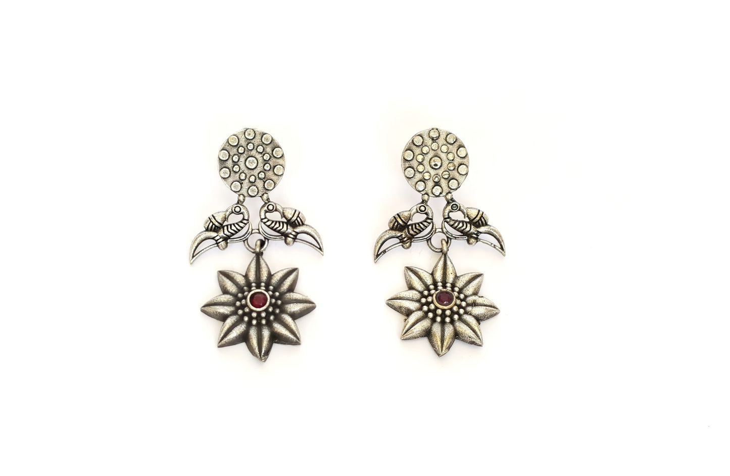 OXIDISED FLORAL DANGLER EARRINGS