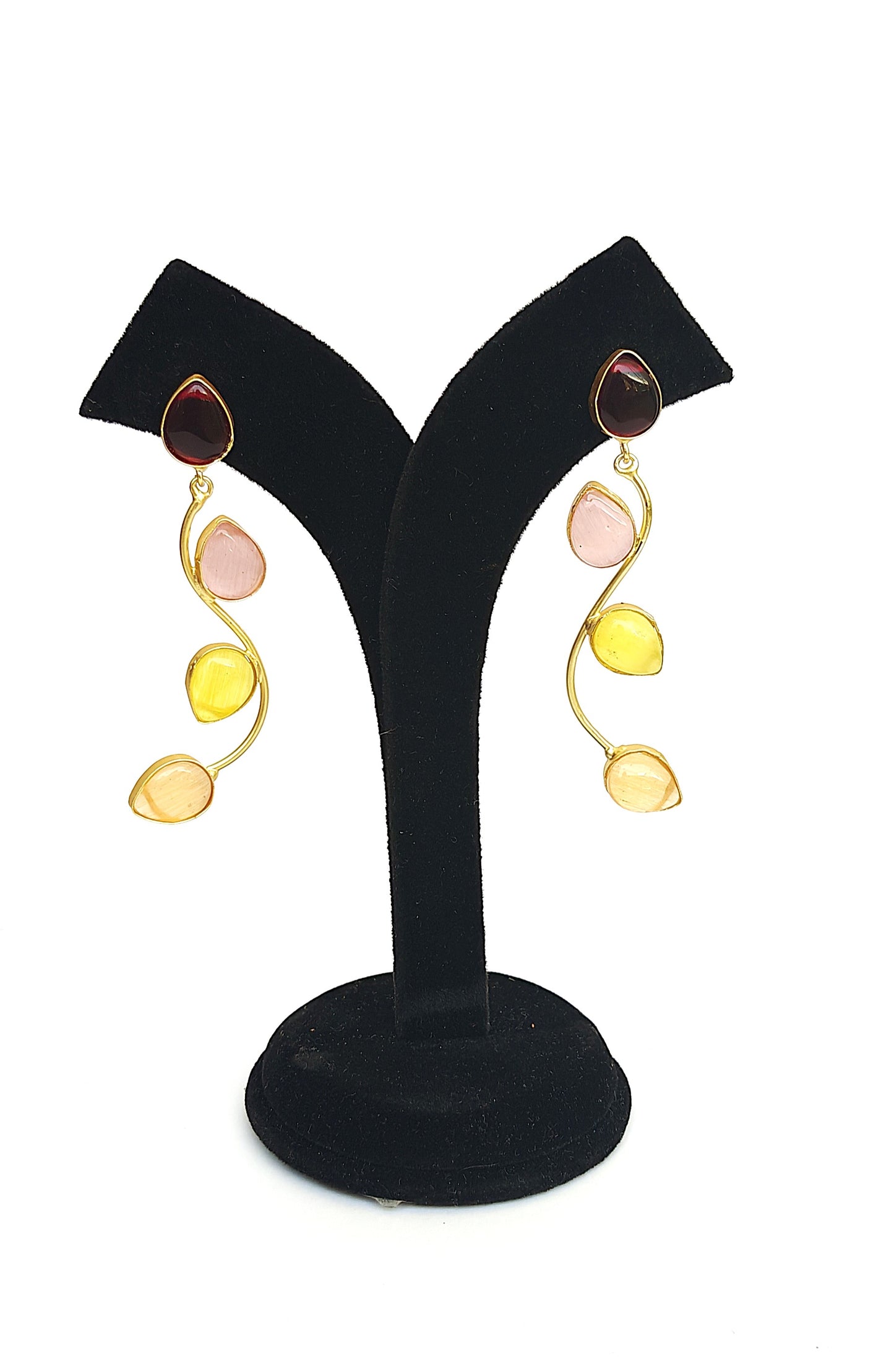 LEAF EARRINGS WITH MULTI MONALISA STONES