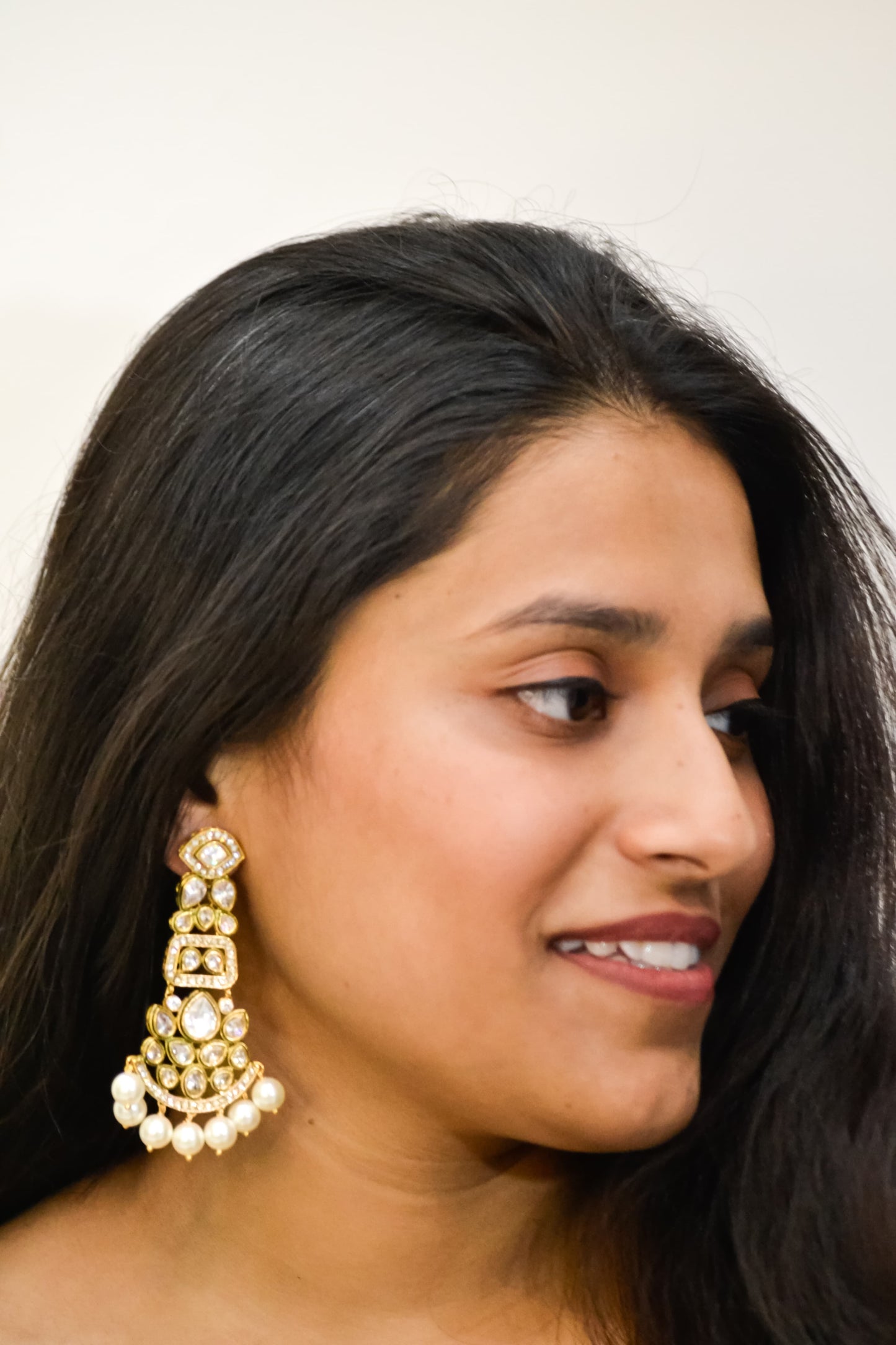 TRADITIONAL LONG POLKI EARRINGS