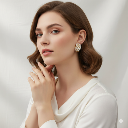 ANTI TARNISH STUD EARRING WITH PEARL DETAILING