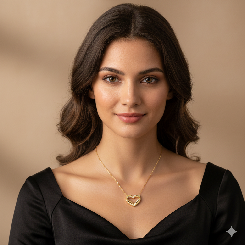 ANTI TARNISH HEART SHAPED CHAIN PENDANT SET