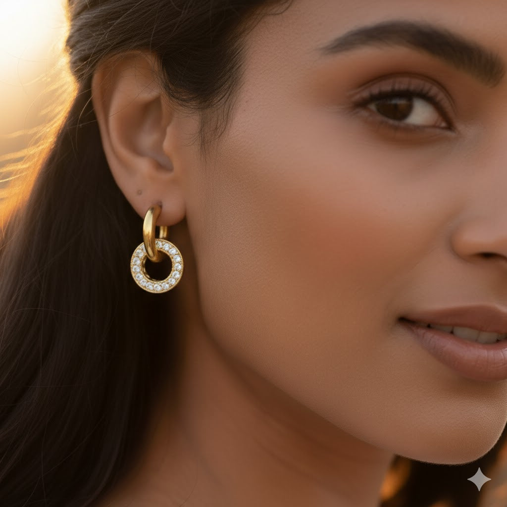 ANTI TARNISH DANGLER EARRINGS WITH CRYSTAL DETAILING