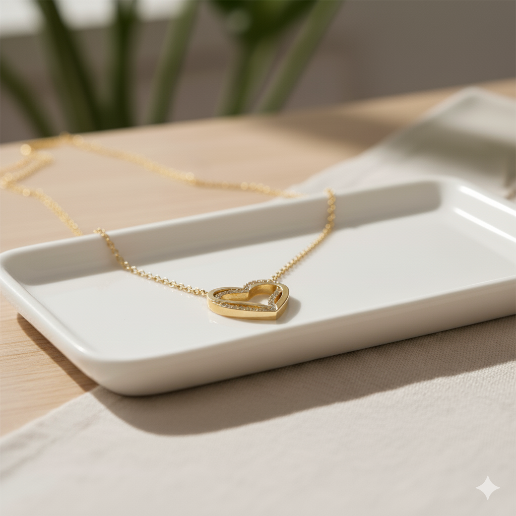 ANTI TARNISH HEART SHAPED CHAIN PENDANT SET