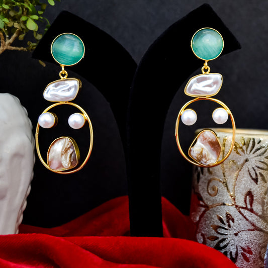TORQUOISE STONE WITH MOP EARRINGS