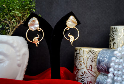 STATEMENT  BIRD  MOTHER  OF  PEARL  EARRINGS