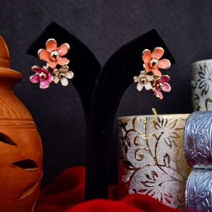 ANTI TARNISH MULTI COLOURED FLORAL EARRINGS