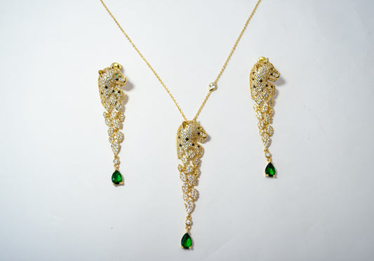 STATEMENT LION AMERICAN DIAMOND CHAIN PENDANT SET