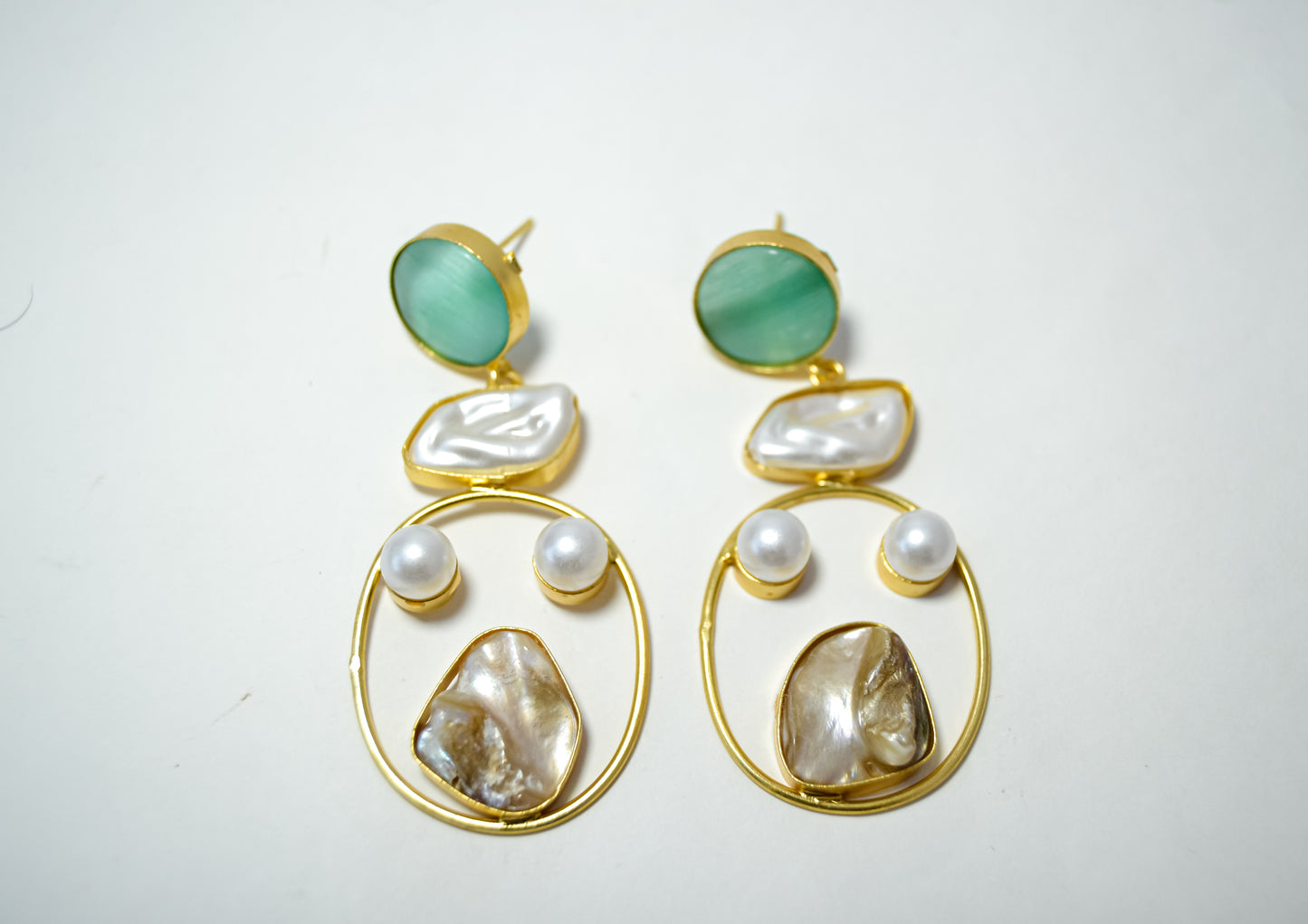 TORQUOISE STONE WITH MOP EARRINGS