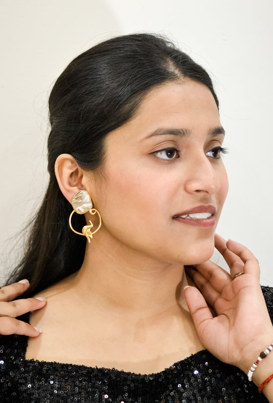 STATEMENT  BIRD  MOTHER  OF  PEARL  EARRINGS