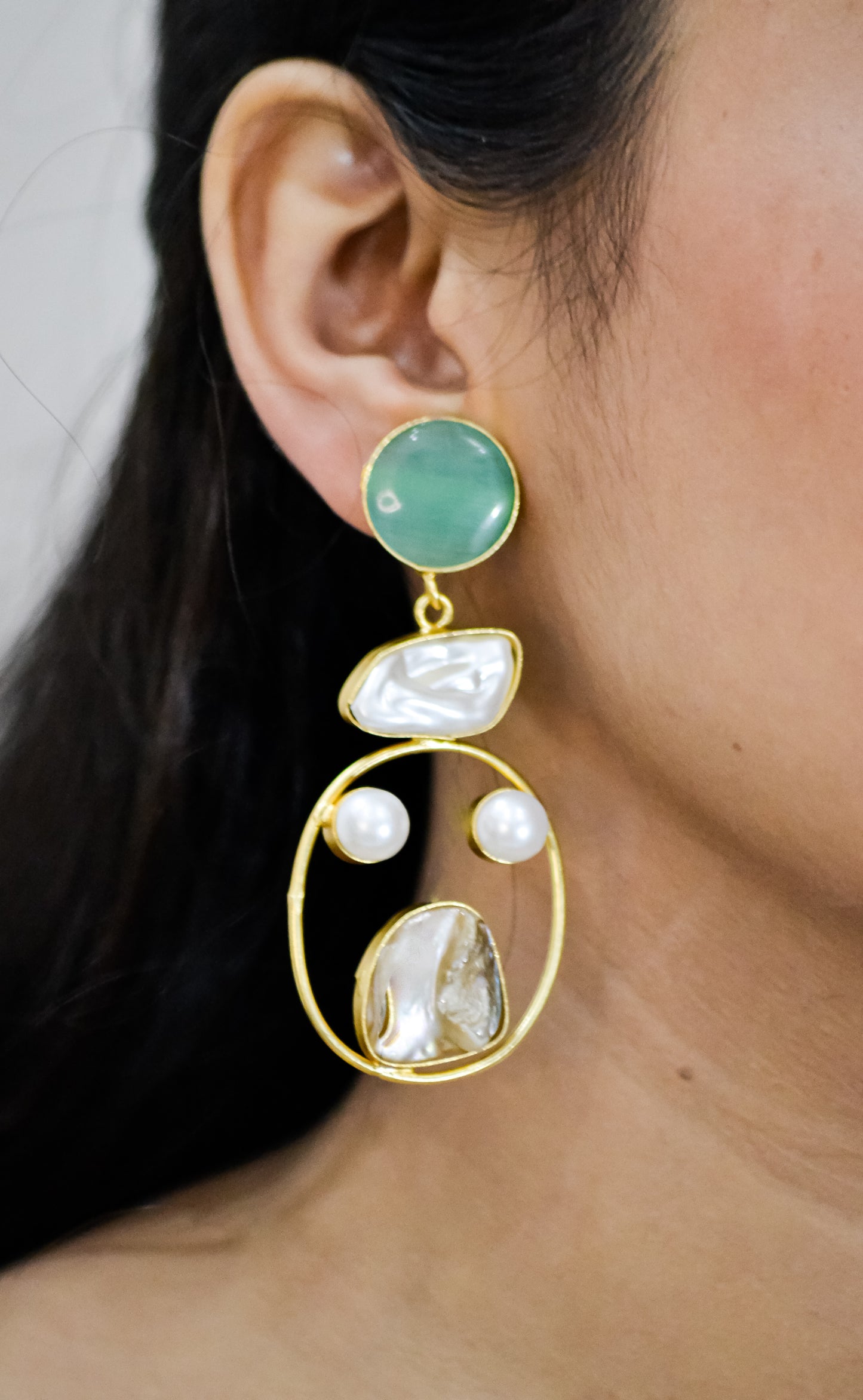 TORQUOISE STONE WITH MOP EARRINGS