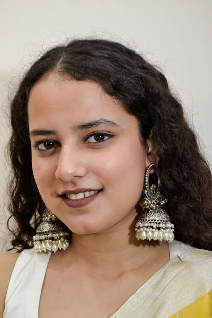 STATEMENT OXIDISED JHUMKA EARRINGS
