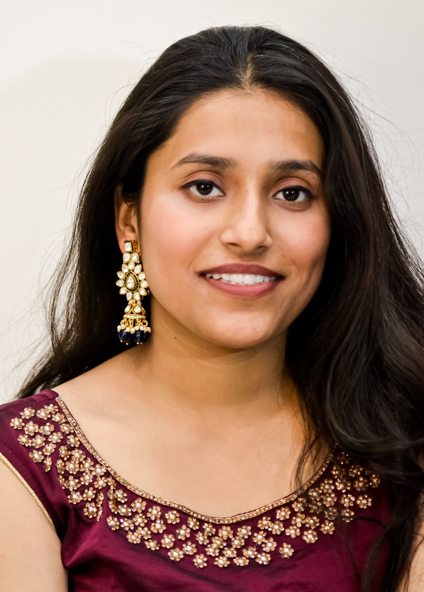 TRADITIONAL POLKI JHUMKAS WITH BLUE STONE DROPS