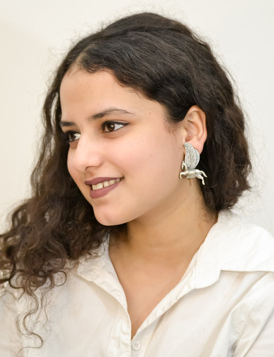 OXIDISED UNICORN EARRINGS
