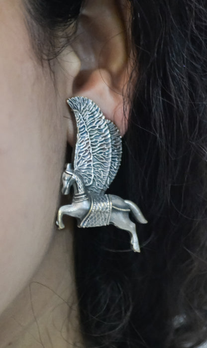 OXIDISED UNICORN EARRINGS