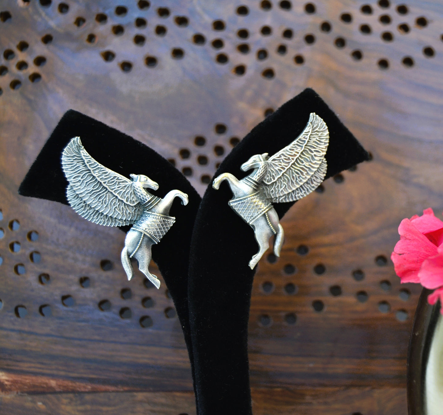OXIDISED UNICORN EARRINGS
