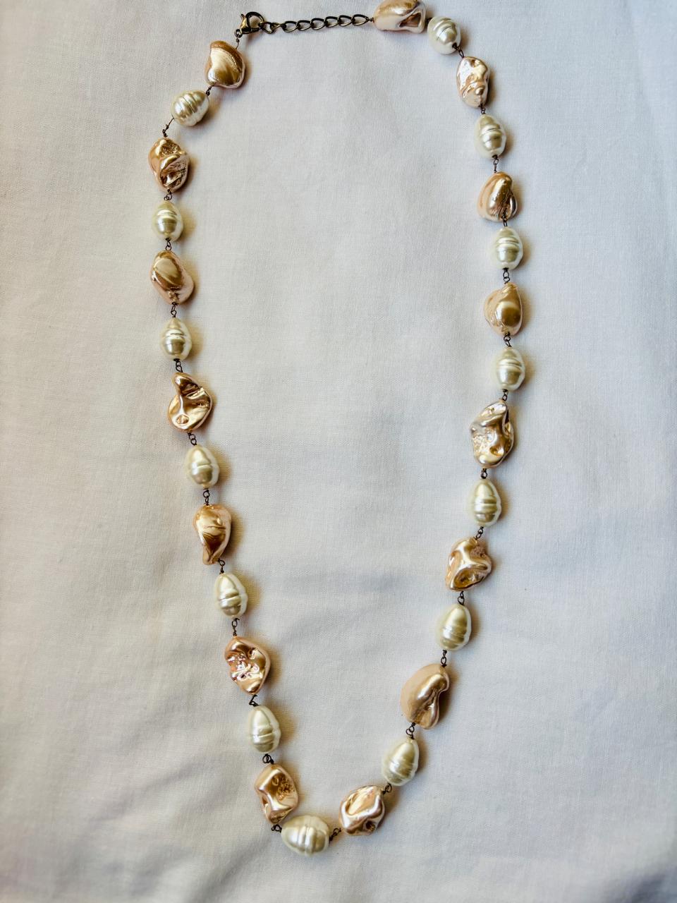 REAL FRESH WATER MOTHER OF PEARL NECKLACE WITH DUEL TONE PEARLS