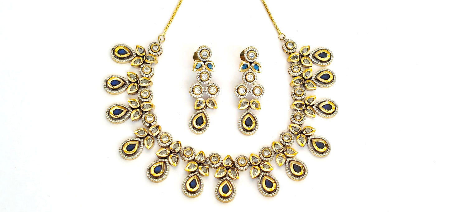 BLUE STONES GOLDEN AD NECKLACE
