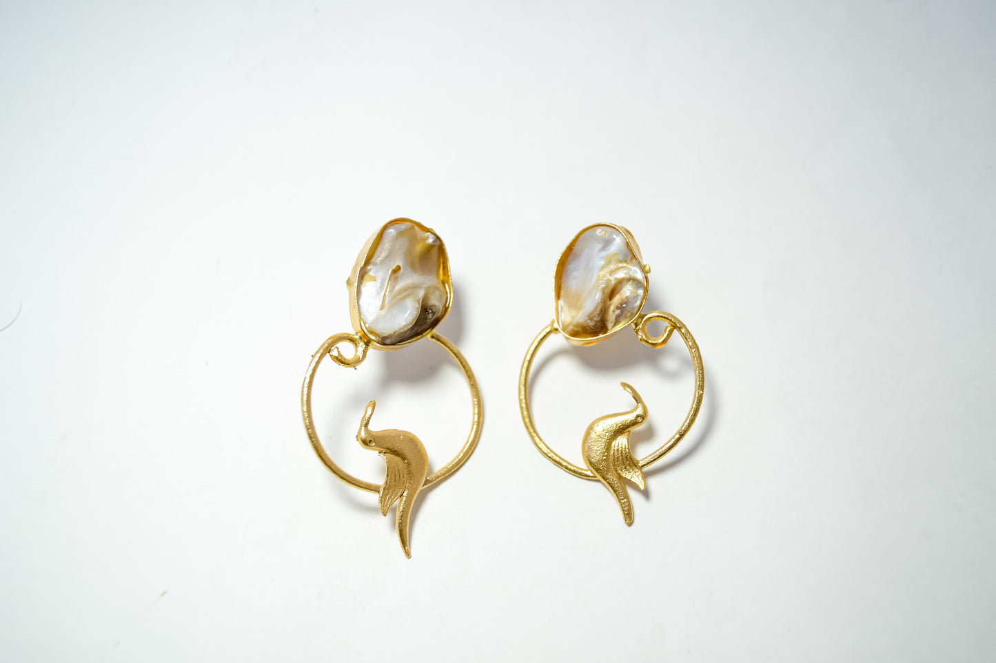 STATEMENT  BIRD  MOTHER  OF  PEARL  EARRINGS