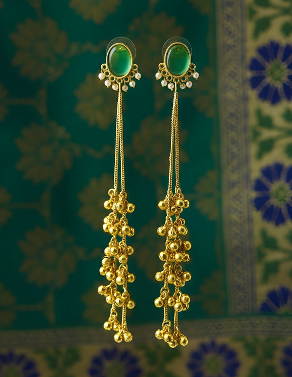 MINIMAL KASHMIRI JHUMKAS WITH LONG CHAIN