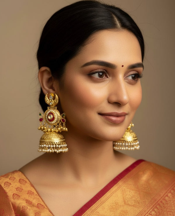 KASHMIRI JHUMKAS WITH PEARL DETAILING